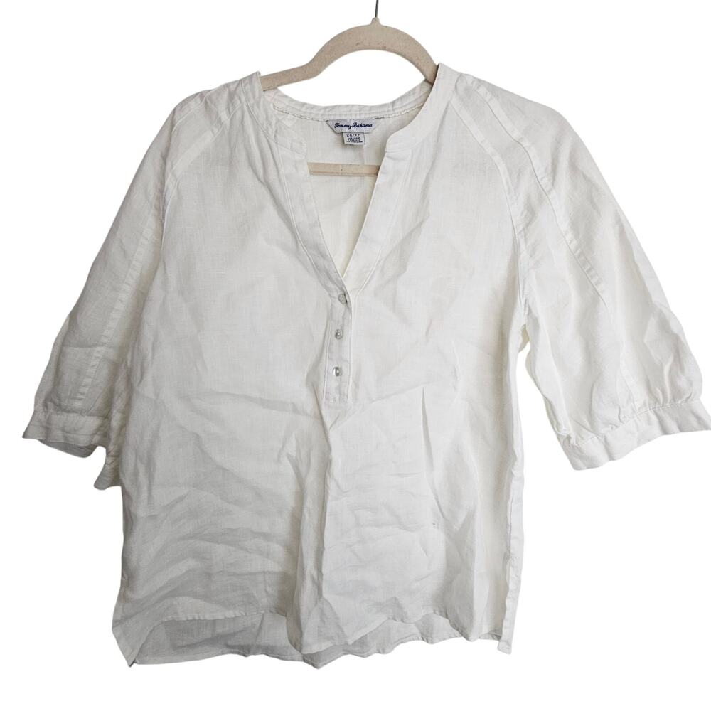 Tommy Bahama Womens Linen Tunic Top XS  Coastal Grandma Resort Lagenlook Beach